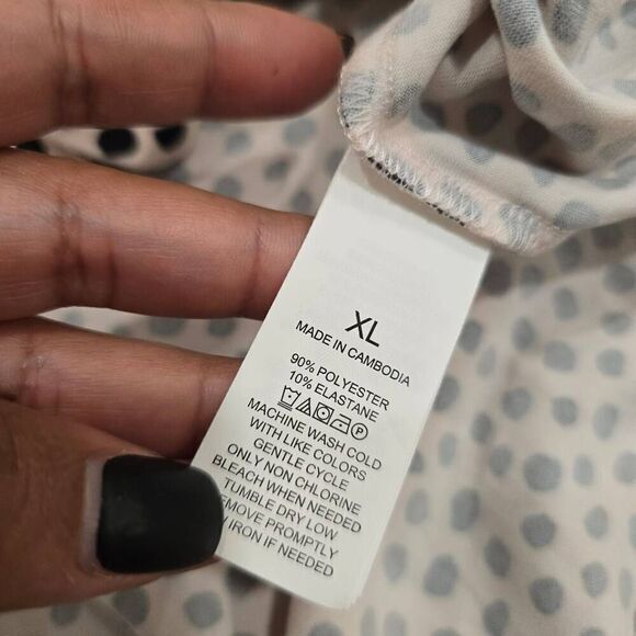 Kate Spade Pajama Top Womens XL Pink Polka Dot Notch Collar Short Sleeve Stretch - Picture 7 of 8